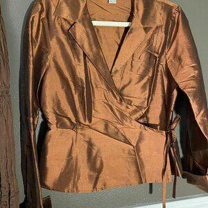 100% Silk Allison Taylor size 8 Cross-over Blouse